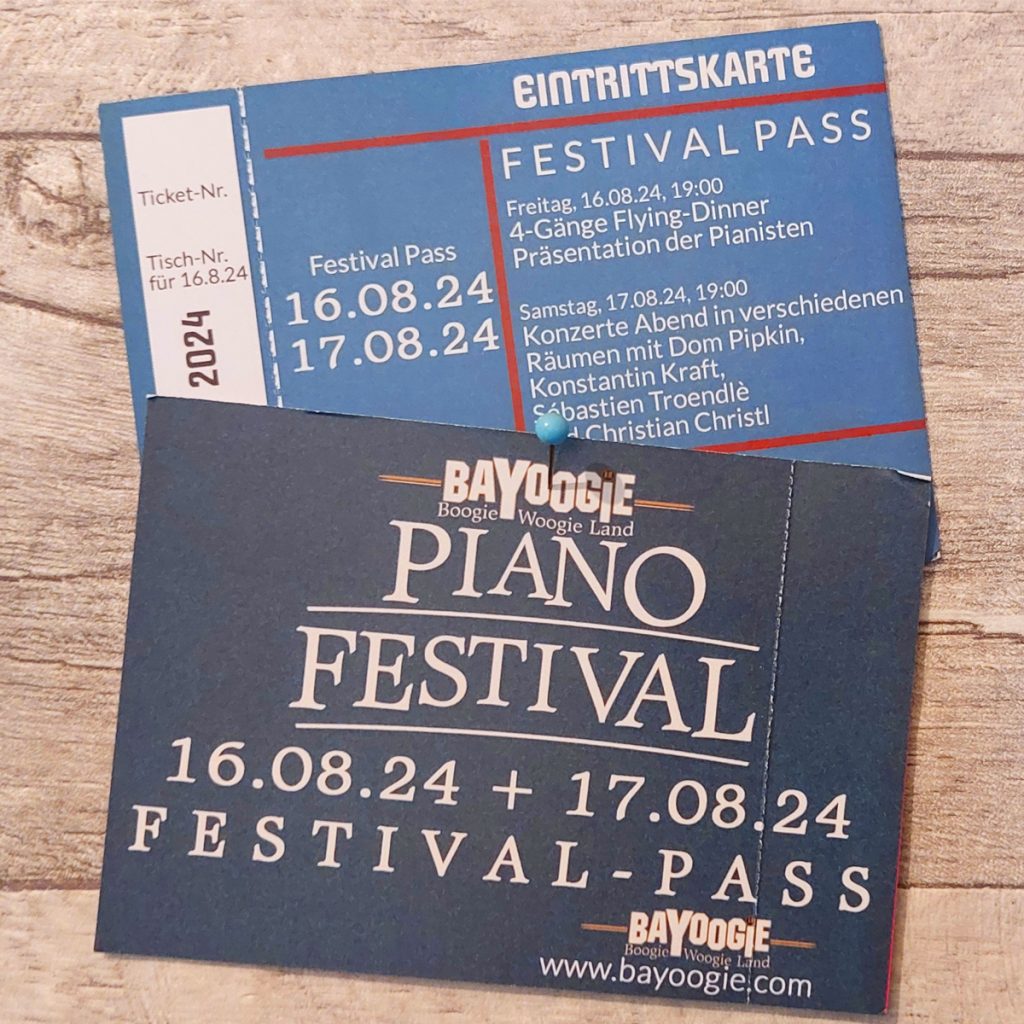 Konzert Tickets

Festival Pass
Bayoogie Piano Festival 2024
16.08.24 + 17.08.24 D-Moers - Schloß Lauersfort